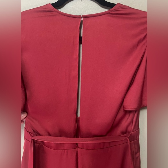 Red Satin Side Slit Dress - - Express Size 8 - Picture 4 of 5